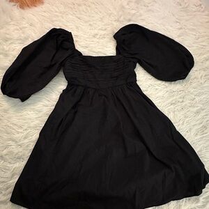 Abercrombie & Fitch Emerson poplin Black Puff Sleeve Dress